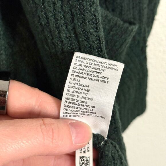American Eagle Dark Green Open Front Cardigan Size Medium - Picture 6 of 9